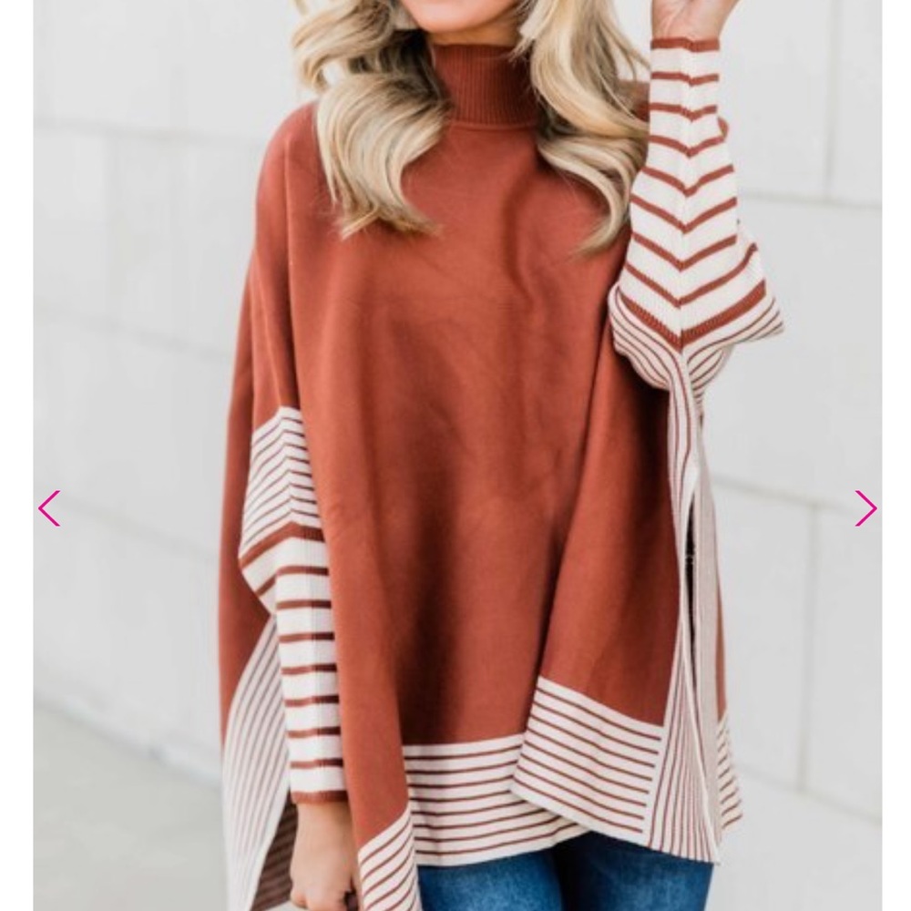Everything You Need Brown Striped Poncho